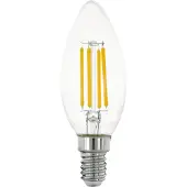 Eglo LED-lamppu E14-kanta, C35-muotoinen, 7 watin teho, 806 lumenin kirkkaus ja lämpimän valkoinen sävy (2700K), selkeä. E14