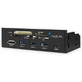 Logilink UA0341, CF, MS Micro (M2), Muistitikku (MS), MicroSD (TransFlash), SD, xD, Musta, 5.25", 5000 Mbit/s, RoHS, CE, SATA
