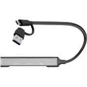 ITEC 4-porttinen 3.2 Gen1 USB-A/C -hubi, 0,15m, harmaa
