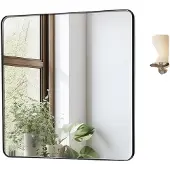 Vevor -seinälle kiinnitettävä meikkipeili, 0,15" paksu, 36" x 36" peili alumiiniseoskehyksellä ja räjähdyssuojatulla kalvolla, naarmuuntumaton peili Z-muotoisella kiinnikkeellä, sopii kylpyhuoneeseen/m