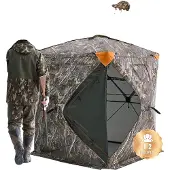 Vevor -metsästyskaihdin, 270° läpinäkyvä maanpinnan kaihdin, 1-2 hengen ponnahdusikkuna metsästykseen kantolaukulla, kannettava joustava metsästysteltta, yksisuuntainen läpinäkyvä verkko kalkkunan ja p