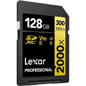 Lexar SDXC 128GB 300MB/s 2000x V90 Class 10 UHS-II Professional