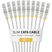 StarTech.com 25cm Gray Slim CAT6 Cable (N6PAT25CMGRS10PK)