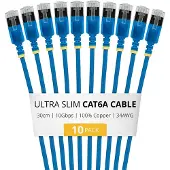 StarTech.com 30cm Blue Ultra Slim Cat6A (6ASTP34BLS30CM10PK)