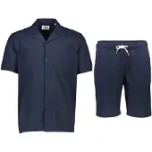 Lindbergh Seersucker Shirt S/S+Shorts - Navy - S