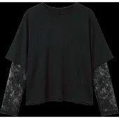 Vero Moda Vmcube Ls O-Neck Lace Top Jrs Lcs - Black - XS