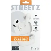 STREETZ Aidot langattomat nappikuulokkeet, valkoiset