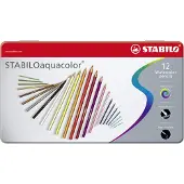 Stabilo aquacolor Vesiväritettävä värikynäsarja, 12 kynää metallirasiassa.