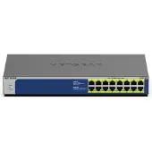 Netgear GS516PP-100EUS - 16-porttinen hallitsematon Gigabit Ethernet Power over Ethernet Plus -kytkin, Sininen, Harmaa