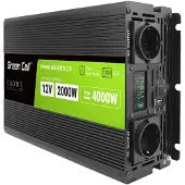 Green Cell Przetwornica napicia PowerInverter LCD 12 V 2000W/40000W Przetwornica samochodowa z wywietlaczem - czysty sinus virta-adapteri ja vaihtosuuntaaja Auto musta (INVGC12P2000LCD)