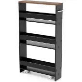 ProMotion Keittiövaunu 47,5x13x80,5 cm, musta/ruskea