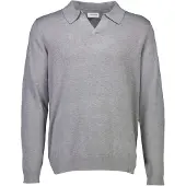 Lindbergh Ecovero L/S V-Neck Polo - Grey - L
