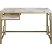 Skye Decor 541, 75 cm, Työpöytä, väri valkoinen/kulta
