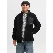 JACK&JONES JUNIOR Junior Fleecetakki 'JJESoho' musta / valkoinen
