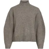 Vila Visia L/S High Neck Knit Pullover-Noos - Grey - XS