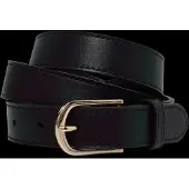 Ralph Lauren Rounded-Buckle Leather Skinny Belt - Black - XS