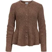 Object Objsaggia Re Ls Peplum Knit Cardigan Div - Brown - S