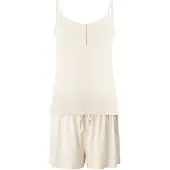 Hunkemoller Pj Cami Henley Thin Stripe - Cream - S