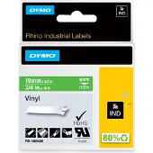 Dymo – Rhino Professional, markable permanent vinyl tape, 19mm, white text on green tape, 5.5m (1805420)