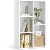 Songmics Valkoinen kirjahylly, jossa on 5 lokeroa