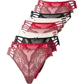 Hunkemoller Stringit eosiini / punainen / musta / valkoinen