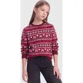 ONLY Kogxmas Present Ls O-Neck Box Knt - Burgundy - 134-140