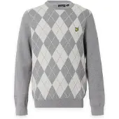 Lyle & Scott Cotton Merino Argyle Jumper - Grey - M