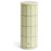 HAY Column Candle pöytäkynttilä large 25 cm Vaaleanvihreä tummanvihreällä ruutukuviolla