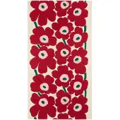Marimekko Unikko pöytäliina Off white-cranberry-ruusu, 135x250 cm