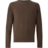 Gant Herringbone Textured C-Neck - Brown - XL