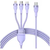 Baseus Flash 2 - 3 in 1 USB-C - Micro USB - Lightning 100W - 1.5m pikalatauskaapeli - purppura