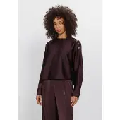 Dante6 -Leiva Bold Satin Button Detail Top - Burgundy - 36