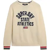 Superdry for woman. W6110629A Beige Intarsia Graphic Sweater (XS), White, Casual, Cotton