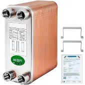 Vevor -lämmönvaihdin Juotettu levylämmönvaihdin 1/2” BSP FPT -portit 60 levylämmönvaihdin 60 levylämmönvaihdin Ruostumattomasta teräksestä valmistettu 316L-tasolevylämmönvaihdin vesikiertoiseen lämmity