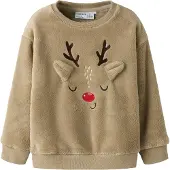 Name it Neulepaita 'NMNREINDEERS' tummabeige / tummanruskea / punainen