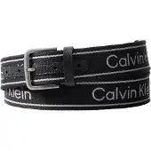 Calvin Klein Vyö 'Rounded Buckle Logo Webbing' vaaleanharmaa / musta