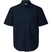 Selected Slmregclaus Clay Linenblend Ss Sht Noos - Navy - M