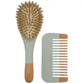 Bachca Paris Baby Kit Brush 100% boar small size + wooden comb Blue