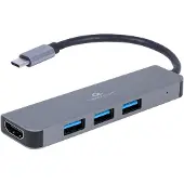 Gembird A-CM-COMBO2-01, USB 3.2 Gen 1 (3.1 Gen 1) Type-C, Harmaa, HDMI, USB 3.2 Gen 1 (3.1 Gen 1) Type-A, USB 3.2 Gen 1 (3.1 Gen 1) Type-C, Metalli, K
