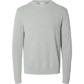 Selected Slhdane Ls Knit Structure Crew Neck Noos - Grey - M