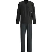 Calida Pitkä pyjama 'Relax Streamline' kyyhkynsininen / musta