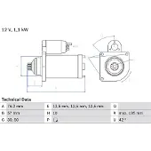 Bosch Starttimoottori - VW - Golf, Passat, Caddy, Touran, Beetle, Eos, Jetta vi. Skoda - Octavia, Yeti. Audi - A3. Seat - Leon, Altea
