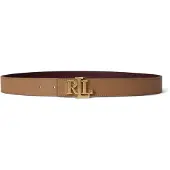Lauren Accesorios Logo Reversible Pebbled Leather Belt - Brown - M