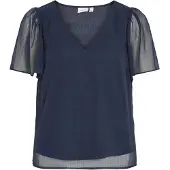 Vila Vifalia V-Neck S/S Top - Noos - Navy - 36