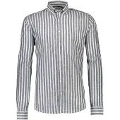 Lindbergh Wide Striped Cotton/Linen Shirt L/S - Navy - XXL