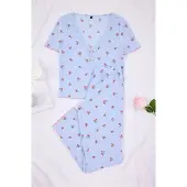 Trendyol Pyjama vaaleansininen / roosa / punainen
