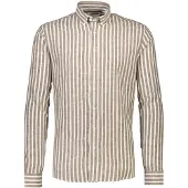 Lindbergh Wide Striped Cotton/Linen Shirt L/S - Beige - XL
