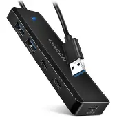 Axagon 4-porttinen 3.2 Gen1 USB-A -hubi, USB-C lisävirralla, musta