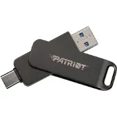 Patriot – Patriot Rage R550 USB Flash Drive 32GB Black Metal Housing USB-C and USB-A 3.2 Gen 1 Read Speed Up to 100MB/s Driver-Free Swivel Design with Hanging L (PE32GR550DSAD)