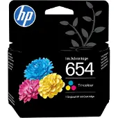 HP 654 -mustekasetti, 5.5 ml, syaani/magenta/keltainen